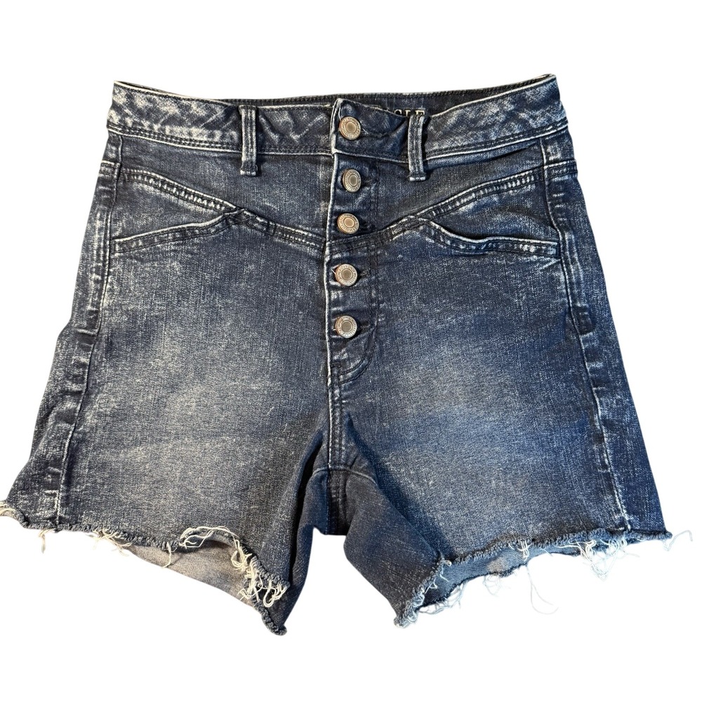 American Eagle Size 4 Denim Cut Off Shorts Super Stretch High Waisted 5 Button